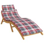 Vidaxl coussin de chaise longue carreaux rouges 186x58x3 cm