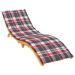 Vidaxl coussin de chaise longue carreaux rouges 200x60x3 cm tissu