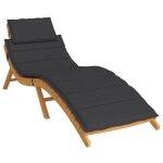 Vidaxl coussin de chaise longue noir 186x58x3 cm