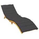 Vidaxl coussin de chaise longue noir 200x50x3 cm tissu