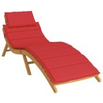 Vidaxl coussin de chaise longue rouge 186x58x3 cm