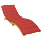Vidaxl coussin de chaise longue rouge 200x50x3 cm tissu