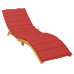 Vidaxl coussin de chaise longue rouge 200x60x3 cm tissu