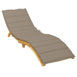 Vidaxl coussin de chaise longue taupe 200x60x3 cm tissu