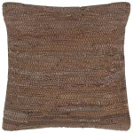 Vidaxl coussins chindi 2 pcs marron 45x45 cm cuir et coton
