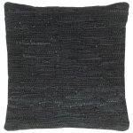 Vidaxl coussins chindi 2 pcs noir 45x45 cm cuir et coton