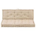 Vidaxl coussins de plancher de palette 2 pcs coton beige