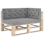 Vidaxl coussins de plancher de palette 3 pcs gris coton