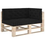 Vidaxl coussins de plancher de palette 3 pcs noir coton