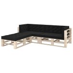 Vidaxl coussins de plancher de palette 7 pcs noir coton
