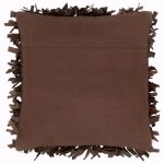 Vidaxl coussin shaggy marron 60x60 cm cuir et coton