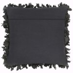 Vidaxl coussin shaggy noir 60x60 cm cuir et coton
