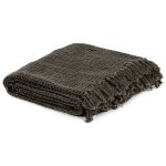 Vidaxl couverture en coton 160 x 210 cm anthracite / marron