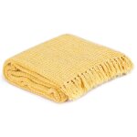 Vidaxl couverture en coton 220 x 250 cm jaune moutarde