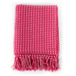Vidaxl couverture coton  carrs 125 x 150 cm rose