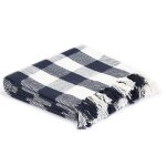 Vidaxl couverture coton carreaux 160 x 210 cm cm bleu marine