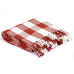 Vidaxl couverture coton carreaux 220 x 250 cm rouge dlav