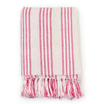 Vidaxl couverture coton  rayures 160 x 210 cm rose et blanc