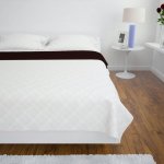 Vidaxl couvre - lit  double face matelass beige / marron 220x240 cm
