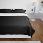 Vidaxl couvre - lit  double face matelass noir / blanc 230x260 cm