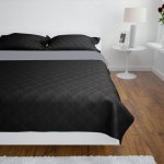 Vidaxl couvre - lit  double face matelass noir / gris 170x210 cm