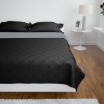 Vidaxl couvre - lit � double face matelass� noir / gris 220x240 cm