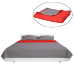 Vidaxl couvre - lit matelass� double - face rouge et gris 230x260 cm