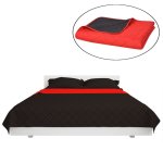 Vidaxl couvre - lit matelass� double - face rouge et noir 230x260 cm