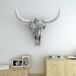 Vidaxl dcoration murale en forme de crne de taureau aluminium argent