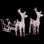 Vidaxl dcoration de nol rennes et traneau 160 led 130 cm acrylique