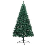 Vidaxl demi - arbre de no�l artificiel avec led et boules vert 180 cm