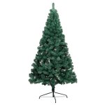 Vidaxl demi - arbre de no�l artificiel avec led et boules vert 210 cm