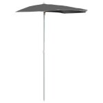 Vidaxl demi - parasol de jardin avec m�t 180x90 cm anthracite