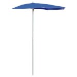 Vidaxl demi - parasol de jardin avec mt 180x90 cm bleu azur