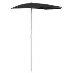 Vidaxl demi - parasol de jardin avec mt 180x90 cm noir