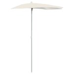 Vidaxl demi - parasol de jardin avec m�t 180x90 cm sable