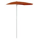 Vidaxl demi - parasol de jardin avec m�t 180x90 cm terre cuite