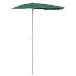 Vidaxl demi - parasol de jardin avec m�t 180x90 cm vert