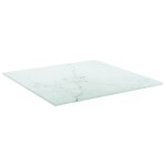 Vidaxl dessus de table blanc 40x40cm 6mm verre tremp et design marbre