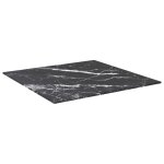 Vidaxl dessus de table noir 50x50 cm 6mm verre tremp et design marbre