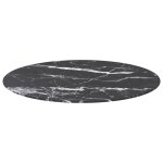 Vidaxl dessus de table noir 80x1cm verre tremp avec design de marbre