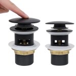 Vidaxl drain  poussoir avec dbordement noir 6, 4x6, 4x9, 1 cm