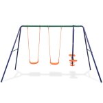 Vidaxl ensemble de balanoires avec 4 siges orange