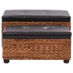 Vidaxl ensemble de banc 2 pcs jacinthe d'eau marron Vidaxl ensemble de banc 2 pcs jacinthe d'eau marron