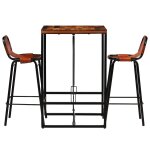 Vidaxl ensemble de bar 3 pcs bois massif recycl et cuir de chvre