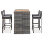 Vidaxl ensemble de bar 5 pcs rsine tresse et bois d'acacia gris