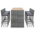Vidaxl ensemble de bar 9 pcs rsine tresse et bois d'acacia gris