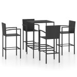 Vidaxl ensemble de bar de jardin 5 pcs r�sine tress�e noir