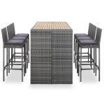 Vidaxl ensemble de bar de jardin 7 pcs et coussins résine tressée gris Vidaxl ensemble de bar de jardin 7 pcs et coussins résine tressée gris