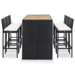 Vidaxl ensemble de bar de jardin 7 pcs et coussins résine tressée noir Vidaxl ensemble de bar de jardin 7 pcs et coussins résine tressée noir